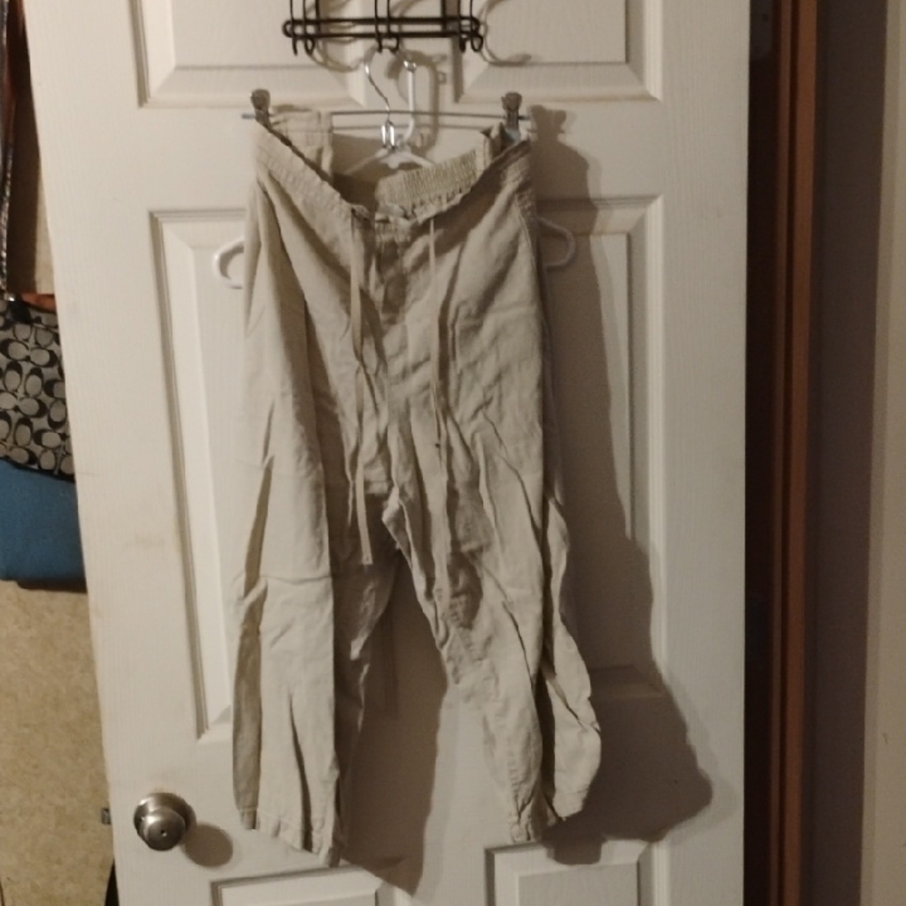 Casual Cream Drawstring Pants